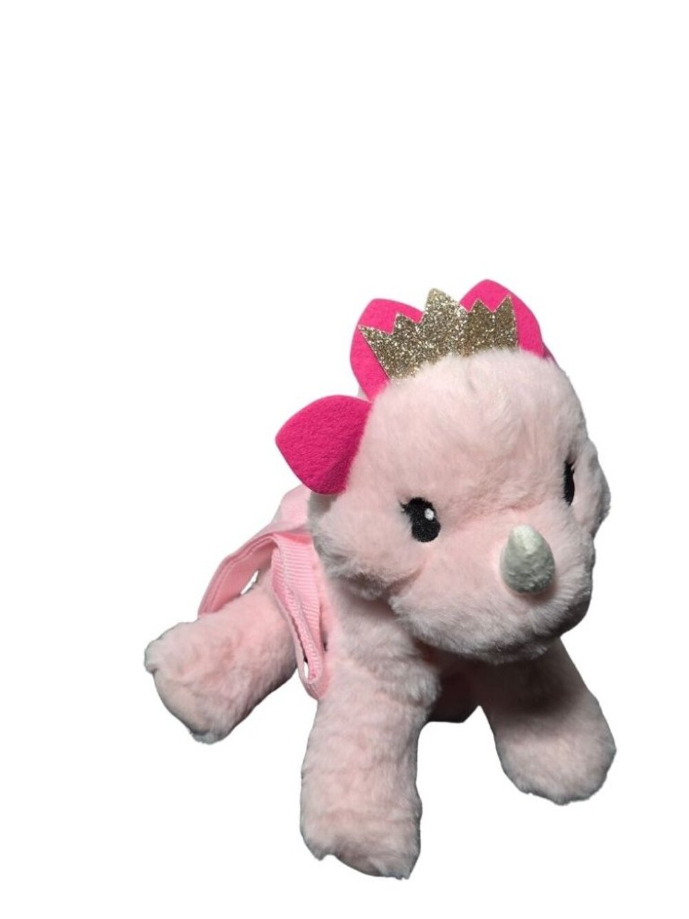 Kids Pink Rhino Princess Plush Backpack Purse Cute Animal Bag